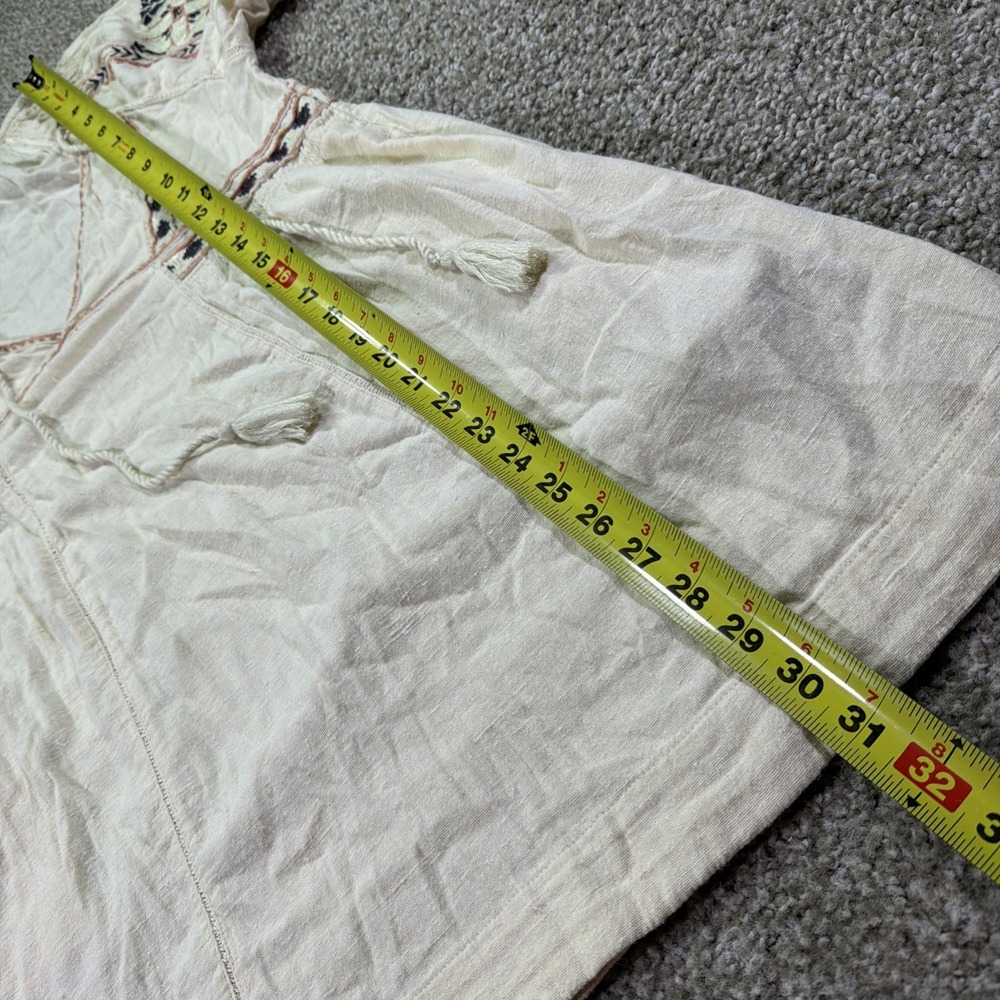 Free People Womens XS Mini Tunic Dress Embroidered Ivory Long Sleeve All My Life - Picture 7 of 8
